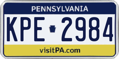 PA license plate KPE2984