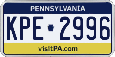 PA license plate KPE2996