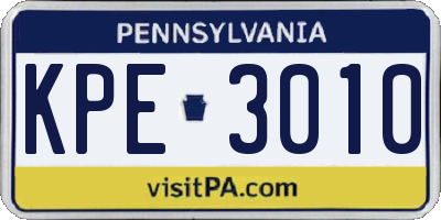 PA license plate KPE3010
