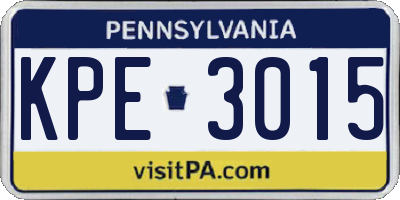 PA license plate KPE3015
