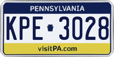 PA license plate KPE3028