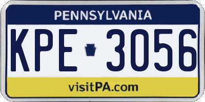 PA license plate KPE3056