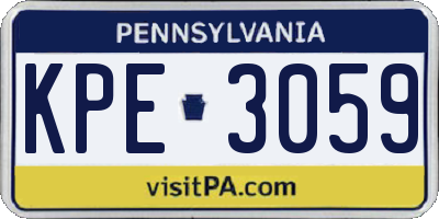 PA license plate KPE3059