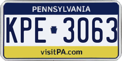 PA license plate KPE3063