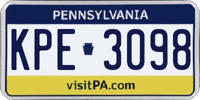 PA license plate KPE3098