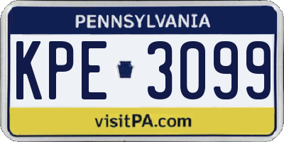 PA license plate KPE3099