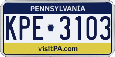 PA license plate KPE3103