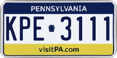 PA license plate KPE3111