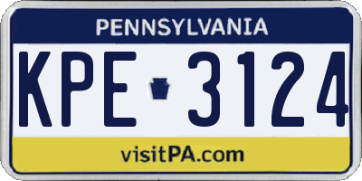 PA license plate KPE3124
