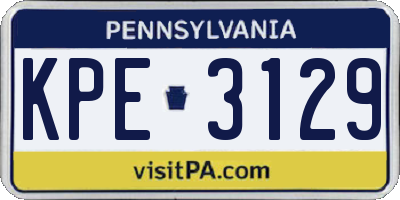 PA license plate KPE3129