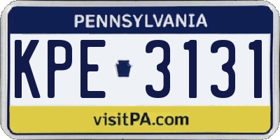 PA license plate KPE3131