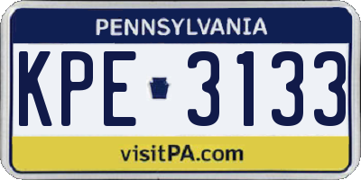 PA license plate KPE3133