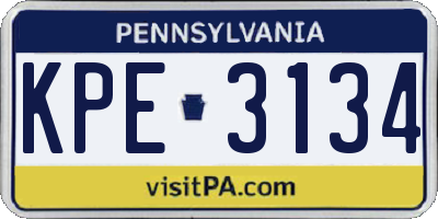PA license plate KPE3134