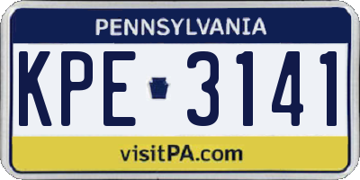 PA license plate KPE3141