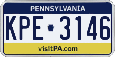 PA license plate KPE3146