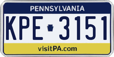 PA license plate KPE3151