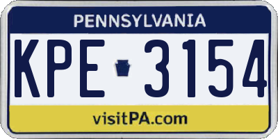 PA license plate KPE3154