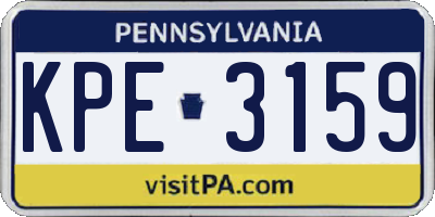 PA license plate KPE3159