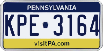 PA license plate KPE3164