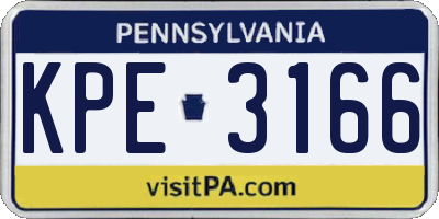 PA license plate KPE3166