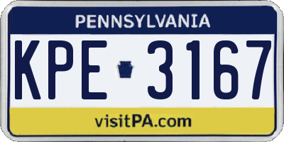 PA license plate KPE3167