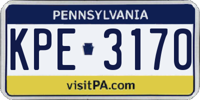 PA license plate KPE3170