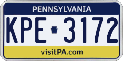 PA license plate KPE3172