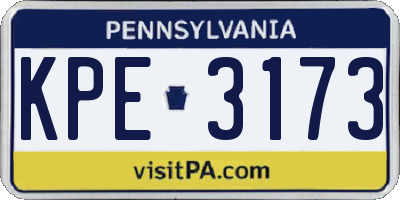 PA license plate KPE3173