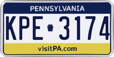 PA license plate KPE3174