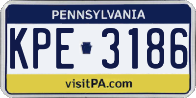 PA license plate KPE3186