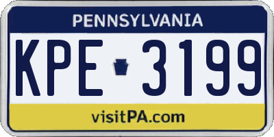 PA license plate KPE3199