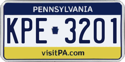 PA license plate KPE3201