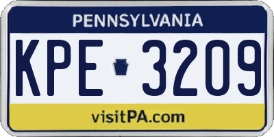PA license plate KPE3209