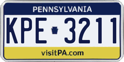 PA license plate KPE3211