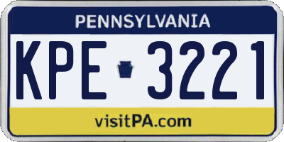PA license plate KPE3221