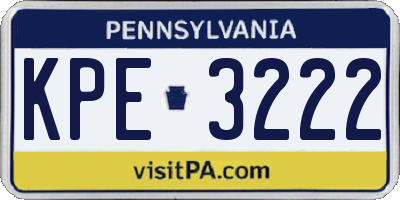 PA license plate KPE3222
