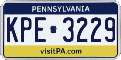 PA license plate KPE3229