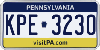 PA license plate KPE3230