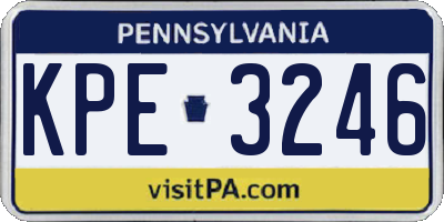 PA license plate KPE3246