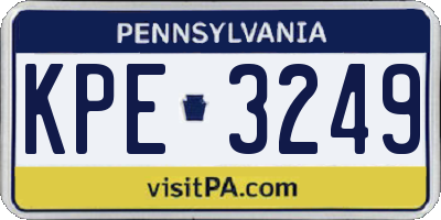 PA license plate KPE3249