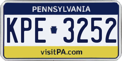 PA license plate KPE3252