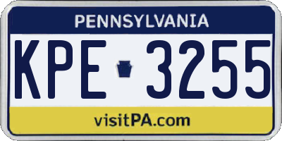 PA license plate KPE3255