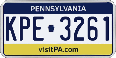 PA license plate KPE3261
