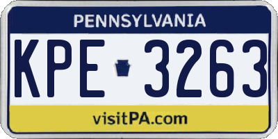 PA license plate KPE3263