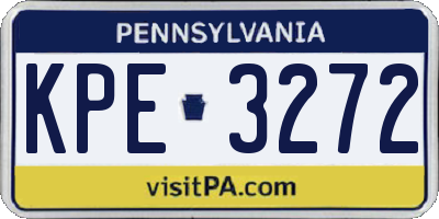PA license plate KPE3272