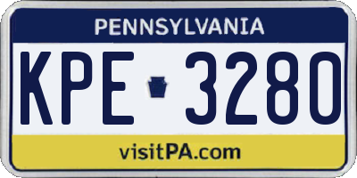 PA license plate KPE3280