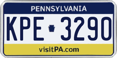 PA license plate KPE3290