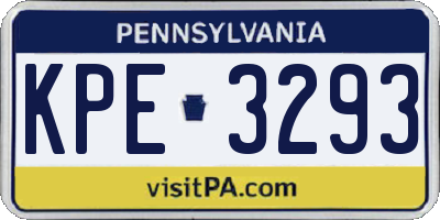 PA license plate KPE3293
