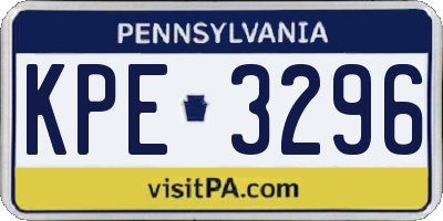 PA license plate KPE3296
