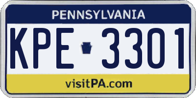 PA license plate KPE3301
